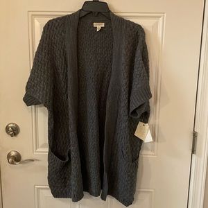 NWT Style Portfolio Open Cardigan, 1X, 55% Cotton, 40% Viscose, 5% Wool, Gray